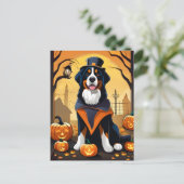 Halloween Bernese Mountain Hund Postcard Postkarte (Stehend Vorderseite)