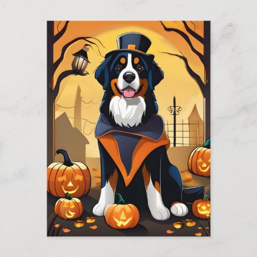 Halloween Bernese Mountain Hund Postcard Postkarte (Vorderseite)