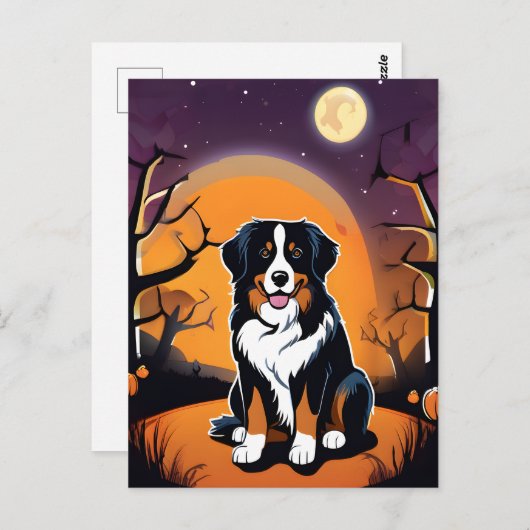 Halloween Bernese Mountain Hund Postcard Postkarte (Vorne/Hinten)