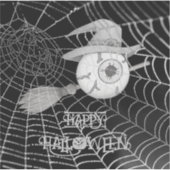 Halloween-Besen, beängstigender Augapfel, Spinnenn Aufkleber (Vorderseite)