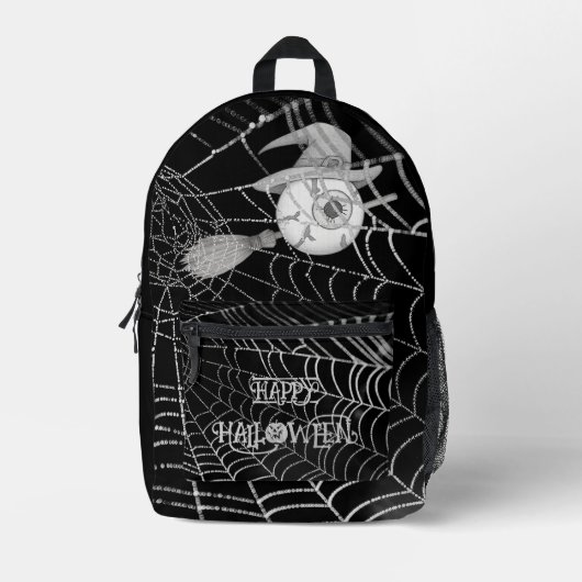 Halloween-Besen, beängstigender Augapfel, Spinnenn Bedruckter Rucksack (Vorderseite)