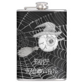 Halloween-Besen, beängstigender Augapfel, Spinnenn Flachmann (Vorderseite)