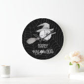 Halloween-Besen, beängstigender Augapfel, Spinnenn Große Wanduhr (Zuhause)