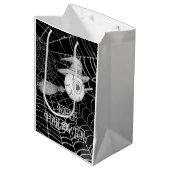 Halloween-Besen, beängstigender Augapfel, Spinnenn Mittlere Geschenktüte (Vorderseite Schrägansicht)
