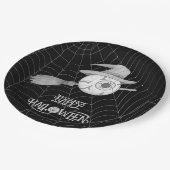 Halloween-Besen, beängstigender Augapfel, Spinnenn Pappteller (Schrägansicht)