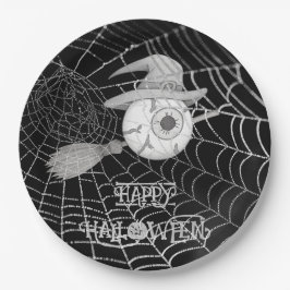 Halloween-Besen, beängstigender Augapfel, Spinnenn Pappteller