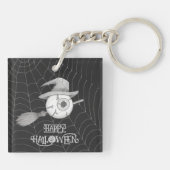 Halloween-Besen, beängstigender Augapfel, Spinnenn Schlüsselanhänger (Rückseite)