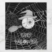 Halloween-Besen, beängstigender Augapfel, Spinnenn Weinetikett (Einzelnes Label)