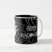 Halloween-Besen, beängstigender Augapfel, Spinnenn Zweifarbige Tasse (VorderseiteRechts)