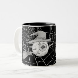 Halloween-Besen, beängstigender Augapfel, Spinnenn Zweifarbige Tasse