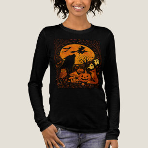 Halloween Besen fliegende Hexe und Mond Tri-Blend Shirt