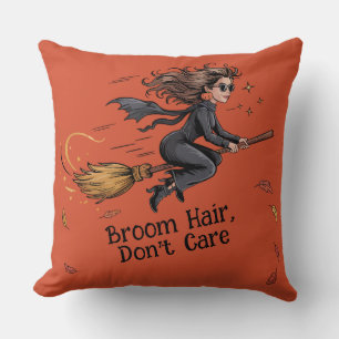 Halloween "Besen-Haare, ist egal" Wurfkissen Kissen