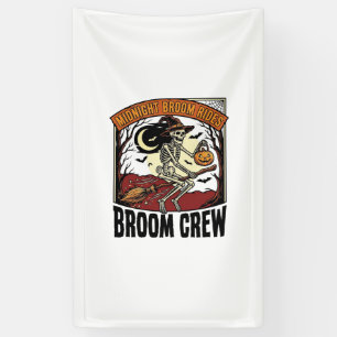 Halloween Besenfahrten Vintage-Skelett Hexe Grafik Banner