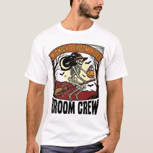 Halloween Besenfahrten Vintage-Skelett-Hexe Grafik T-Shirt