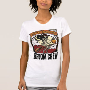 Halloween Besenfahrten Vintage-Skelett Hexe Grafik T-Shirt