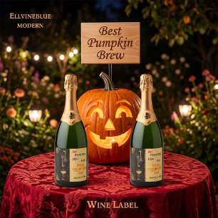 Halloween Best Brew & Gold Glitter Totenköpfe Schaumweinetikett