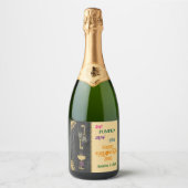 Halloween Best Brew & Gold Glitzer Skulls Schaumweinetikett (Vorderseite)