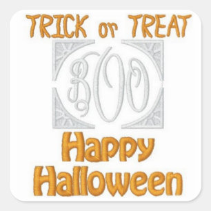 Halloween (bestickt)-Aufkleber Quadratischer Aufkleber