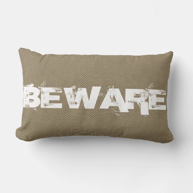 Halloween Beware Burlap Lendenkissen (Vorderseite)