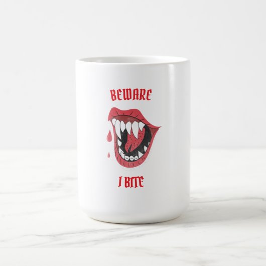 Halloween Beware I Bite Kaffeetasse (Mittel)