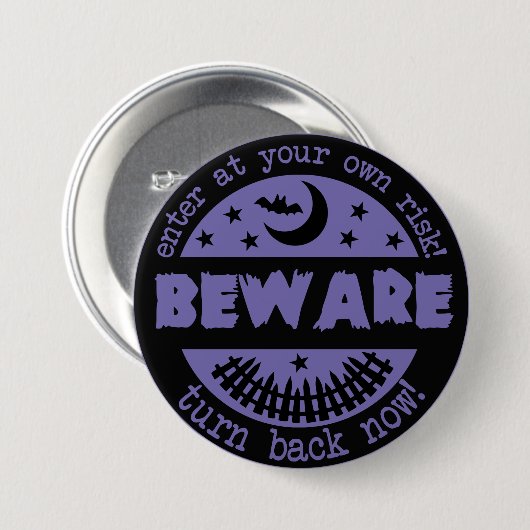 Halloween Beware Spooky Spuk House Button (Vorne & Hinten)