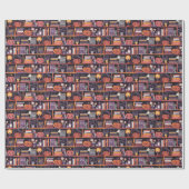 Halloween-Bibliothek Geschenkpapier (Flach)