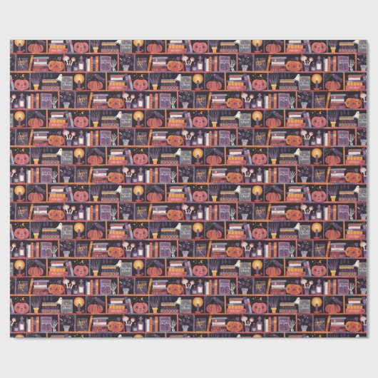Halloween-Bibliothek Geschenkpapier (Flach)