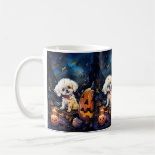 Halloween Bichon Frise mit Kürbissen Gruselig Kaffeetasse