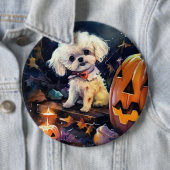 Halloween Bichon Frise mit Pumpkins Beängstigend Button (Beispiel)