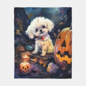 Halloween Bichon Frise mit Pumpkins Beängstigend Fleecedecke (Vorderseite)