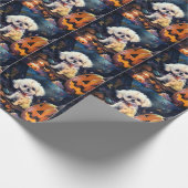Halloween Bichon Frise mit Pumpkins Beängstigend Geschenkpapier (Ecke)