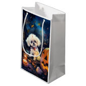 Halloween Bichon Frise mit Pumpkins Beängstigend Kleine Geschenktüte (Rückseite Schrägansicht)