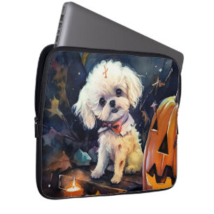 Halloween Bichon Frise mit Pumpkins Beängstigend Laptopschutzhülle
