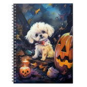 Halloween Bichon Frise mit Pumpkins Beängstigend Notizblock (Vorderseite)