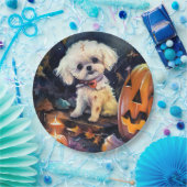 Halloween Bichon Frise mit Pumpkins Beängstigend Pappteller (Party)