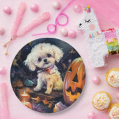 Halloween Bichon Frise mit Pumpkins Beängstigend Pappteller (Party)
