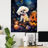 Halloween Bichon Frise mit Pumpkins Beängstigend Poster (Heimbüro)