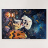 Halloween Bichon Frise mit Pumpkins Beängstigend Puzzle (Horizontal)