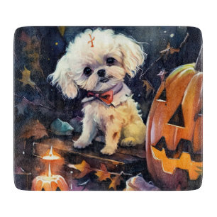 Halloween Bichon Frise mit Pumpkins Beängstigend Schneidebrett