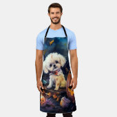 Halloween Bichon Frise mit Pumpkins Beängstigend Schürze (Getragen)