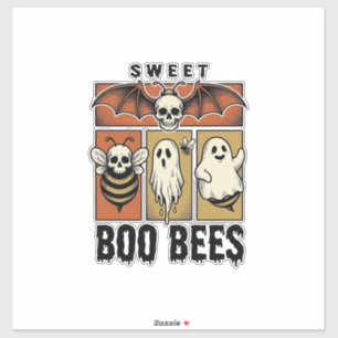 Halloween-Bienen-Wortspiel Vintage-Stich Ghost Bee Aufkleber