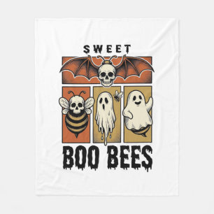 Halloween-Bienen-Wortspiel Vintage-Stich Ghost Bee Fleecedecke