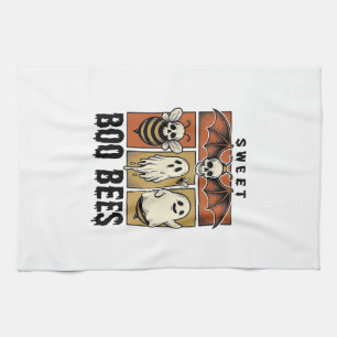 Halloween-Bienen-Wortspiel Vintage-Stich Ghost Bee Geschirrtuch