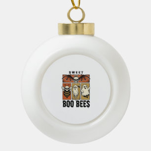 Halloween-Bienen-Wortspiel Vintage-Stich Ghost Bee Keramik Kugel-Ornament