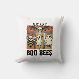 Halloween-Bienen-Wortspiel Vintage-Stich Ghost Bee Kissen
