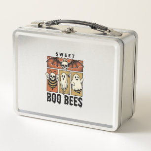 Halloween-Bienen-Wortspiel Vintage-Stich Ghost Bee Metall Brotdose