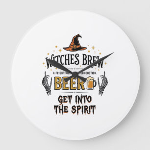 Halloween-Bier Hokuspokus Lustig Vintage_1 Große Wanduhr