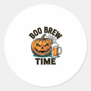 Halloween-Bier-Shirt Vintage-Kürbis-Party-T-Shirt_ Runder Aufkleber