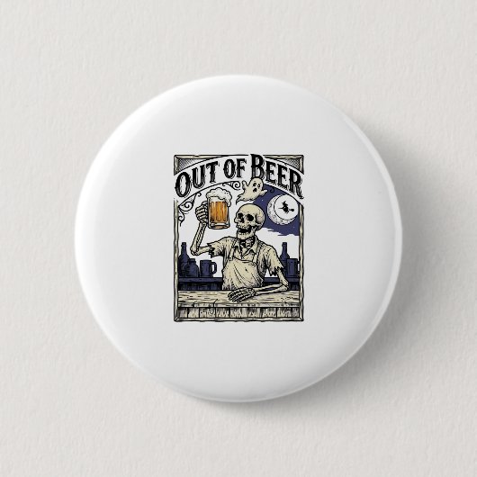 Halloween-Bier-Skelett Vintage-Party Button (Vorderseite)