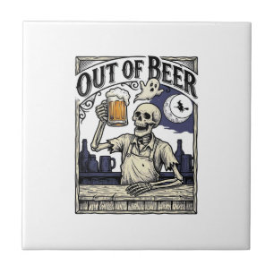 Halloween-Bier-Skelett Vintage-Party Fliese